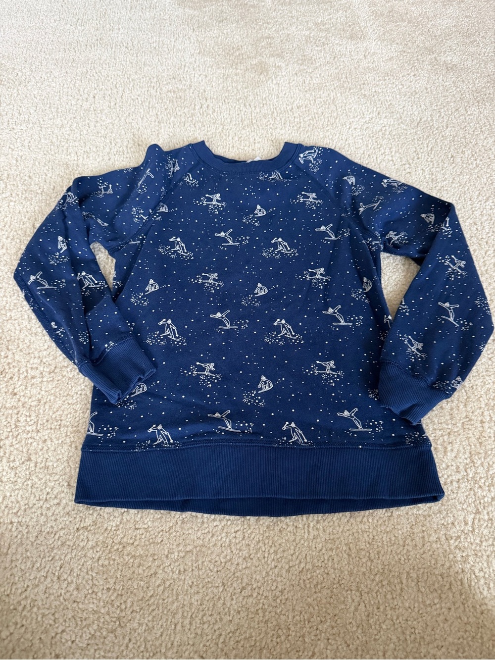 Hanna Andersson Navy Blue Ski Print Crewneck Sweatshirt